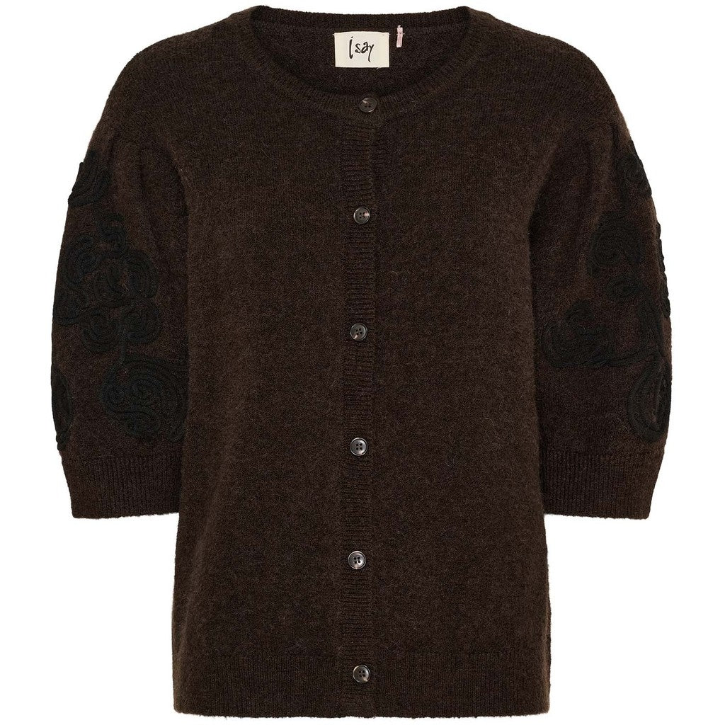 Anna s/s Cardigan brown melange