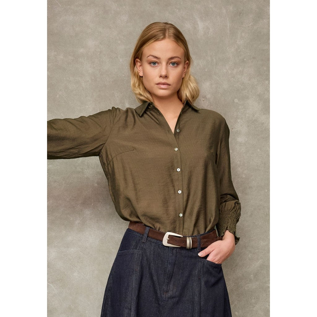 Ane smock shirt dark khaki