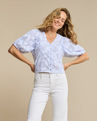 Blouse Balloonsleeve Stripe & Flower