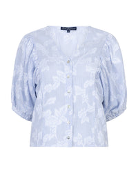 Blouse Balloonsleeve Stripe & Flower