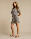 Nora Blouse Linen Leopard