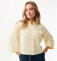 Boxy poplin blouse Geel