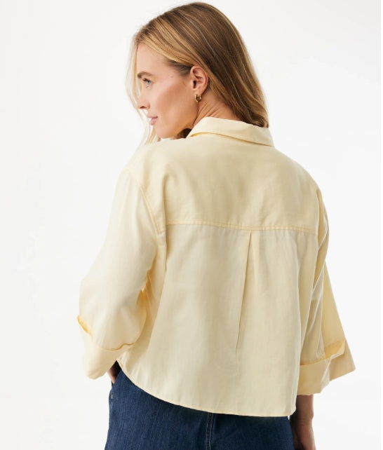Boxy poplin blouse Geel