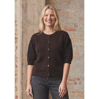 Anna s/s Cardigan brown melange