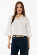 Boxy poplin blouse wit