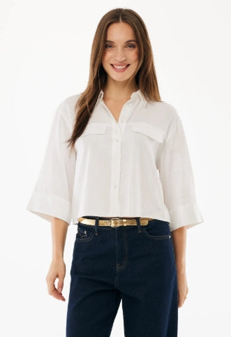 Boxy poplin blouse wit