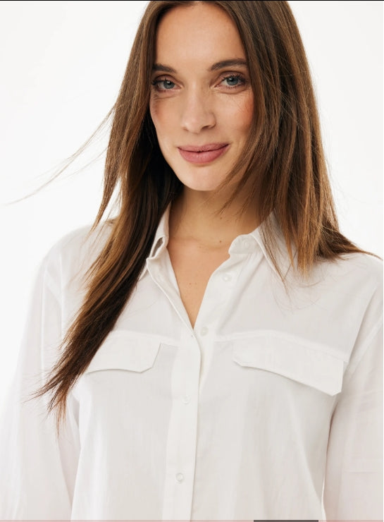 Boxy poplin blouse wit