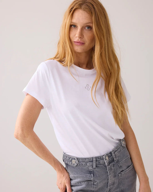 Top Basic rhinestone white