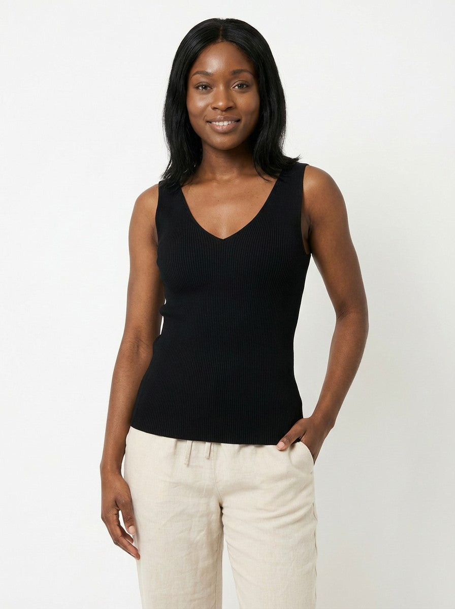 LAVENDER Rib top ZWART