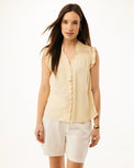 LINEN MIX SLUB BLOUSE GEEL 120715