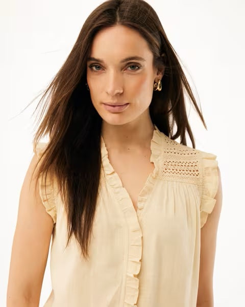 LINEN MIX SLUB BLOUSE GEEL 120715