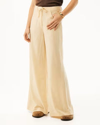 LINEN MIX SLUB PANTS WIDE LEG GEEL 120715