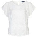 Red Button Top Ajour Ruffle Sleeve Off White