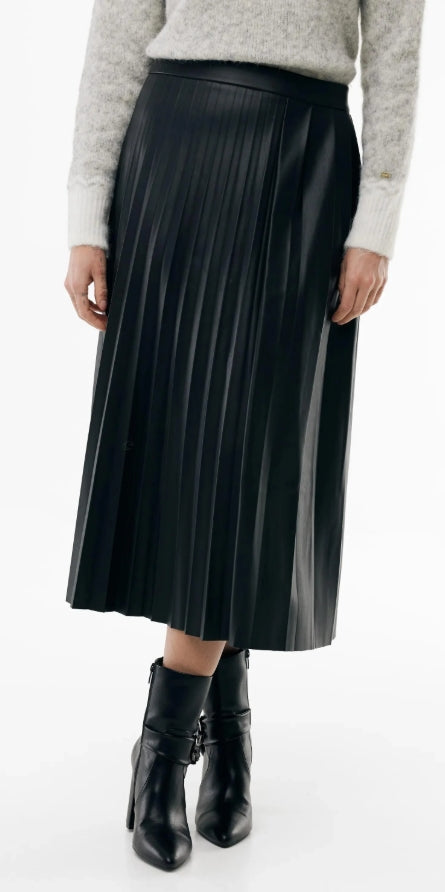 Smooth pu plisse skirt