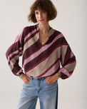 Top v neck Stripe printed
