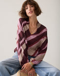 Top v neck Stripe printed